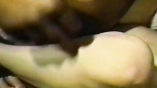 Girl gets rough ebony cock deep into her tight white vagina