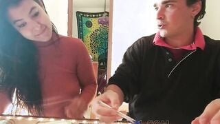 Professor Fucks College Schoolgirl with Long Booty and Natural Boobs