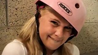 Adorable blonde teenie enjoying solo satisfaction