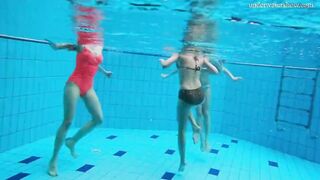 Avenna with Nina Mohnatka and Marketa swimming inside the pool