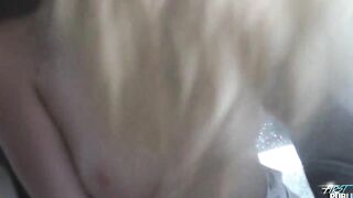 Hardcore action with goddess big tit blonde inside vehicle