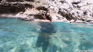 Booty Plug swim and piss on the beach
