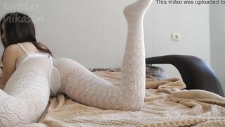 bdsm on white tights without lingerie