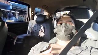 Risky Outdoors Masturbation into the Taxi – Non-Tinted