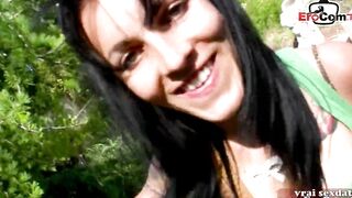 French thin black teenie – amateur outdoors sex cum drink