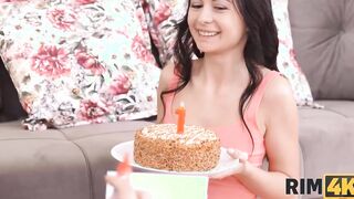 RIM4K. Boy Enjoying rim job from adorable gf during first anniversary