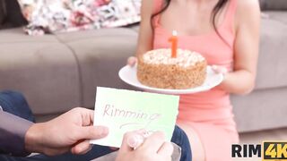 RIM4K. Boy Enjoying rim job from adorable gf during first anniversary