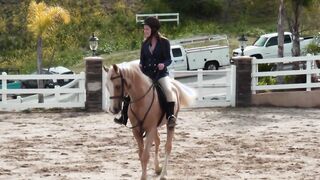 2 amazing young girls got it going into a horse stable