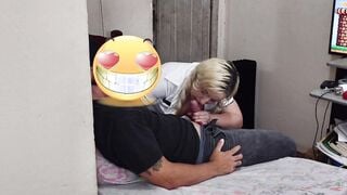 College Girl fucks stepfather on mommy's back