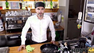 HUNT4K. Cafe worker desperately watches how his future ex-wife gets banged!