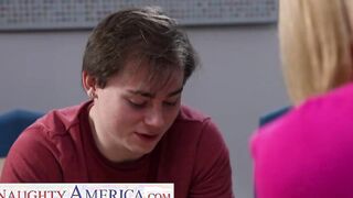 Sexual America - Long tit teacher Sara Jay helps college girl banged! for the first time