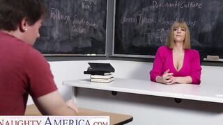 Sexual America - Long tit teacher Sara Jay helps college girl banged! for the first time