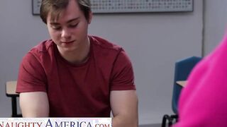 Sexual America - Long tit teacher Sara Jay helps college girl banged! for the first time