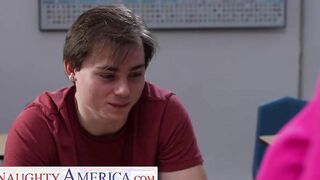 Sexual America - Long tit teacher Sara Jay helps college girl banged! for the first time