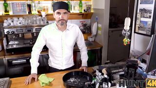 HUNT4K. Cafe worker desperately watches how his future fiance gets screwed