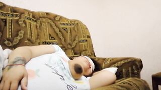 Touching my ex-wife boobies on sofa