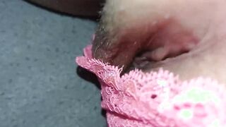 Cumshot her cunt when she's wearing pink lingerie