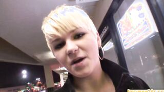 pov blonde whore eats cock