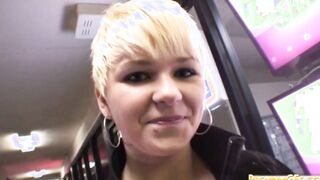 pov blonde whore eats cock