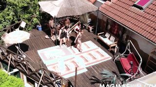 Nasty swingers fucking public