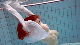 Huge titties ginger Lola underwater naked