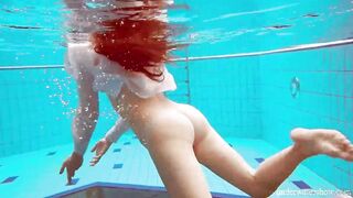 Huge titties ginger Lola underwater naked