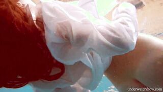 Huge titties ginger Lola underwater naked