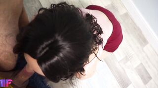 Gf ride a cock, blows a cock and gets cum on a perky face