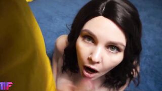 Gf ride a cock, blows a cock and gets cum on a perky face