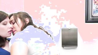Dark Hair girls suck each other off and rub each others muff