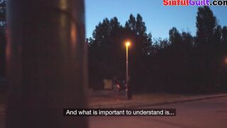 Publicly pulled beauty cockriding inside van during naughty session