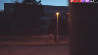 Publicly pulled beauty cockriding inside van during naughty session