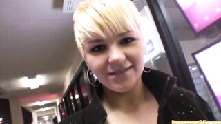 pov blonde whore claudia downs eats penis