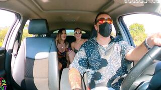 DRIVER REACH ME-THE ANUS !!!! Wild Diana and Julia got their booty fuck and squirt on the driver!