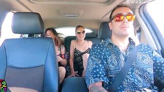 DRIVER REACH ME-THE ANUS !!!! Wild Diana and Julia got their booty fuck and squirt on the driver!