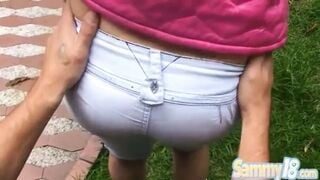 Slender teens snatch banged! after giving oral sex
