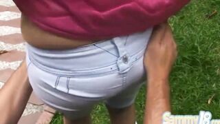 Slender teens snatch banged! after giving oral sex