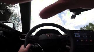 Hand Job while driving - Outside screwed and cum on Monster Butt