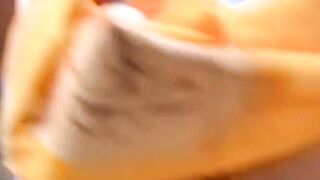 Alone on the bed making snatch enjoy with sex dildo and finger fucked