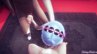 Re Zero Animated - Rem Three-Way with point of view (Uncensored) - Japanese oriental Manga cartoon game porn
