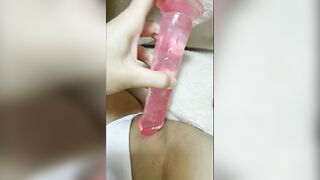 My first long toy inside soak twat - SweetWetElla