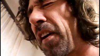 Young dark hair goddess gets face covered into cum after bang