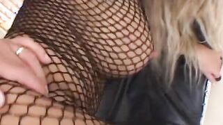Curvy blond gets fuck hardcore inside her fishnet pantyhose