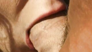 Sexsual lovers sex action on the sunbed ended with facial