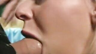 Nice adorable blonde cunt with mouth sucks cock and swallows lots of white