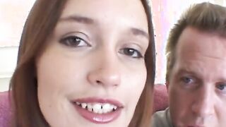 Young women with small titties eats sperm after all holes fucking