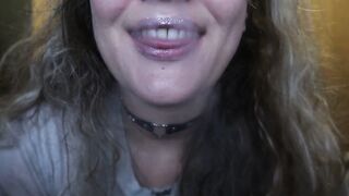 Incredible Sexy Woman with Painted Lips SMOKES a CIGARETTE for you