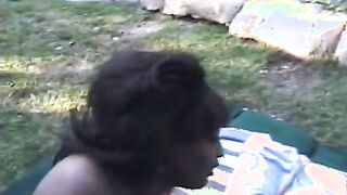 2 turned on ebony couples banged side by side on the grass
