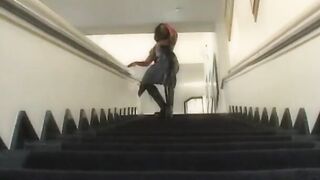 Ebony women gets on her knees to offer BLOWJOB and got banged