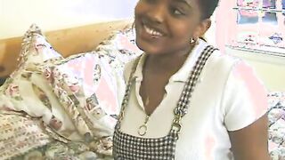 Sweet face african Cutie gets screwed from behind inside bed